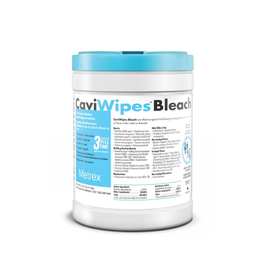 CaviWipes Bleach Disinfecting Wipes 6" x 10.5" - 90 Count