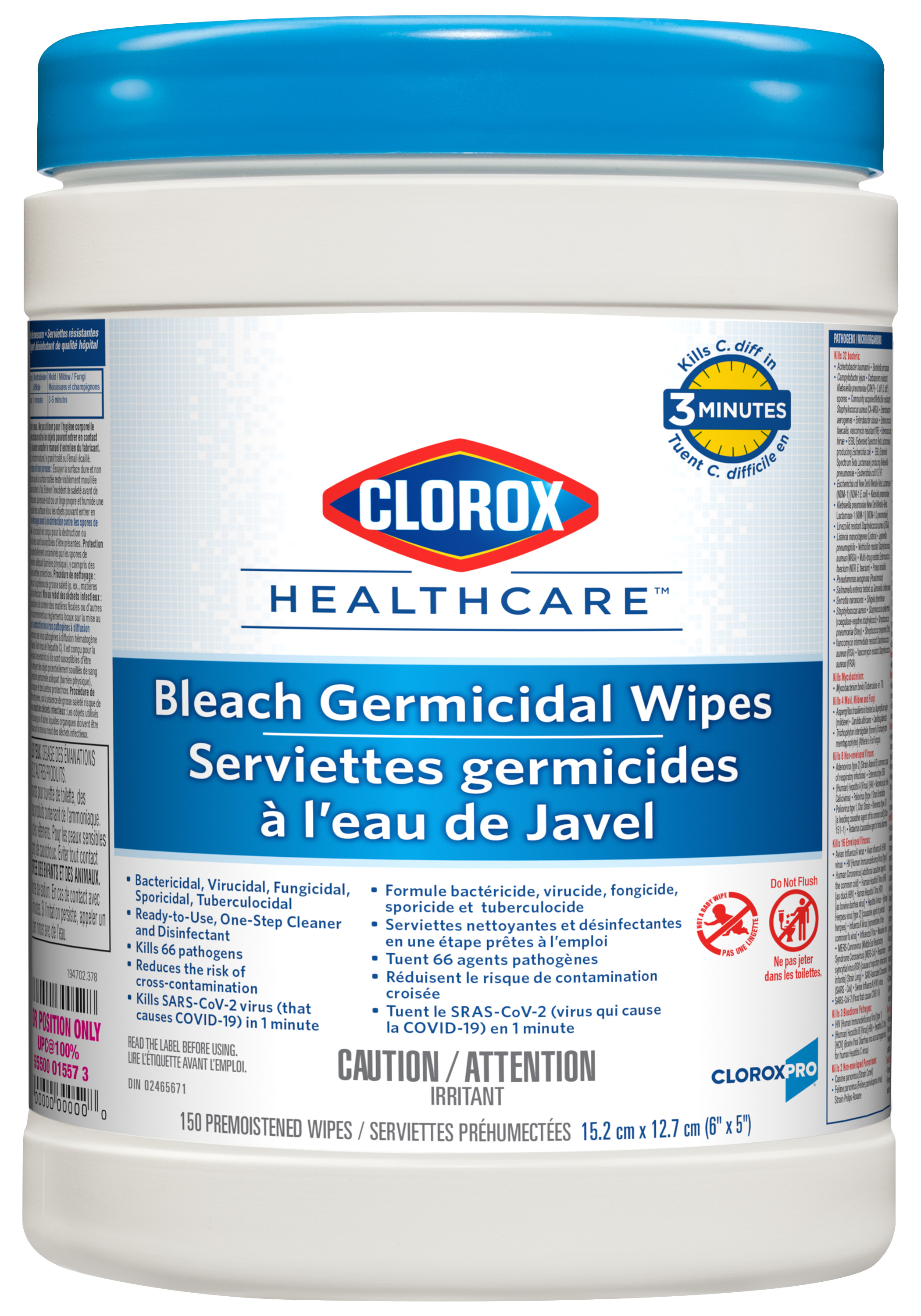 Clorox Bleach Wipes 150 Count canister showing the front label