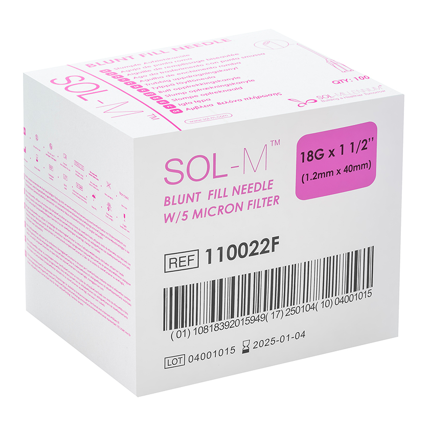 Sol-M™ Blunt Fill Needle With Filter 18G x 1.5"