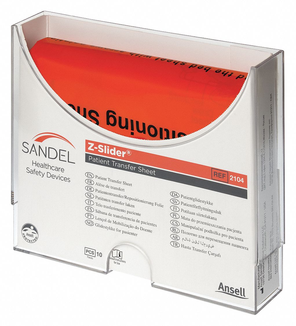 Up Close View of product and Packaging for Sandel Z-Slider Patient Transfer Sheet