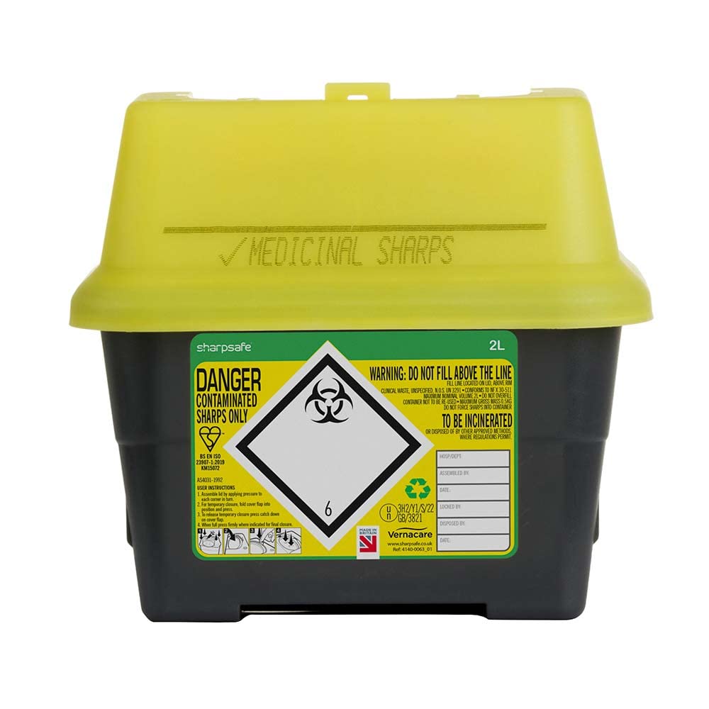 SharpSafe® Container 2.0L Grey With Yellow Lid